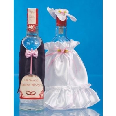 Paris Dekorace Ozdoba na lahve šaty a oblek bílo-růžová – Zboží Mobilmania