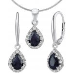 SILVEGO Set stříbrných šperků VERONA s pravým safírem náušnice a přívěsek JJJ1393SA – Zboží Mobilmania