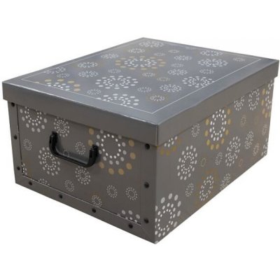 Skládací úložná krabice Compactor Ring - karton box 50 x 40 x v.25 cm, šedá – Zboží Mobilmania