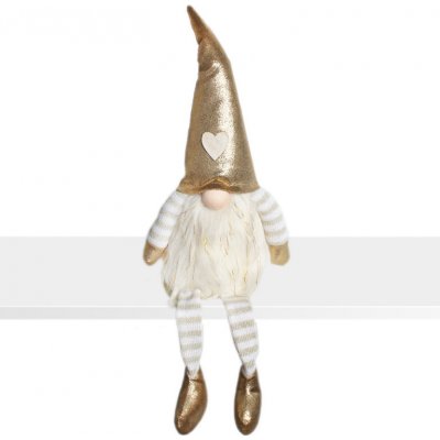 Skřítek vánoční textilní 60 cm sedící zlatý – Sleviste.cz