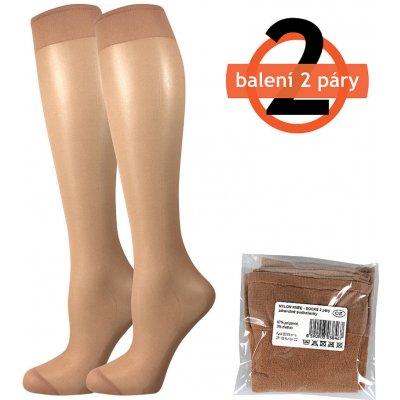 Lady B Nylon 20 DEN Silonové podkolenky 2 páry beige