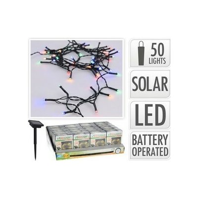 osvětlení solární 2m, 50LED, barevné, ZE drát – Hledejceny.cz