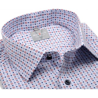 Marvelis Comfort Fit košile krátký rukáv s geometrickými červeno-modrými objekty – Zbozi.Blesk.cz