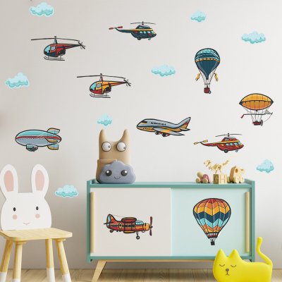 Impresi Samolepka do dětského pokoje Barevná letadla a balóny - 90x30cm 2ks – Zboží Dáma