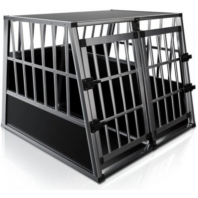 Juskys Přepravní box pro psy robustní a snadno udržovatelný 2 mřížkové dveře uzavíratelné hlinikový XL 96 x 91 x 70 cm – Zboží Dáma
