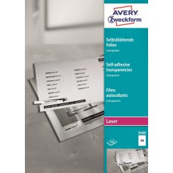 Avery Zweckform 3480 Samolepící PET fólie 100 x A4 transparentní