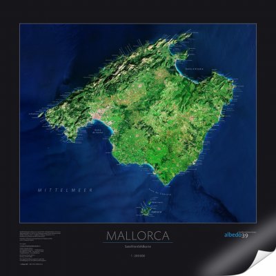 Albedo39 Malorka - satelitní mapa 70 x 70 cm Varianta: bez rámu v tubusu, Provedení: papírová mapa