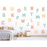 Nalepte.cz Abeceda pro děti textilní přelepitelné samolepky na zeď arch 75 x 49 cm – Sleviste.cz