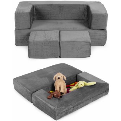 EcoToys TMSRT-16-GY Modulární skládací pohovka pro děti 4 polštáře 100 x 50 cm šedá – Sleviste.cz