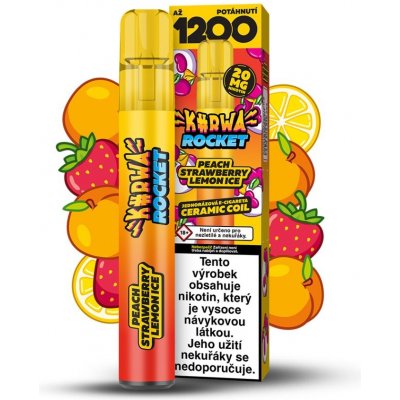 Kurwa Rocket Peach Strawberry Lemon Ice 20 mg 1 200 potahů – Zboží Mobilmania