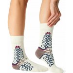 Vlnka ponožky s ovčí vlnou Merino s lidovým vzorem přírodní – Zboží Dáma