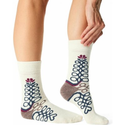 Vlnka ponožky s ovčí vlnou Merino s lidovým vzorem přírodní – Zboží Dáma
