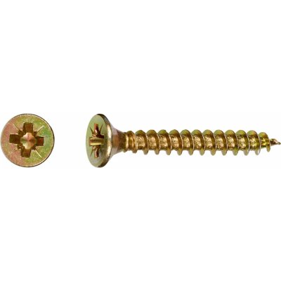 Uni vrut se zápustnou hlavou PZ2 plný závit žlutě pozink. 4x30 mm, 1000 ks – Hledejceny.cz