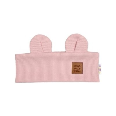 Baby Nellys Čelenka Teddy s oušky pro děti Hand Made - pudrově růžová – Zboží Dáma