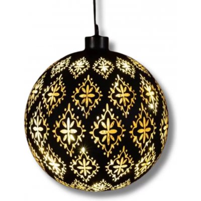 NIPEKO 9432240 Dekorativní vánoční LED baňka 2xAAA 15cm černá zlatá časovač – Hledejceny.cz