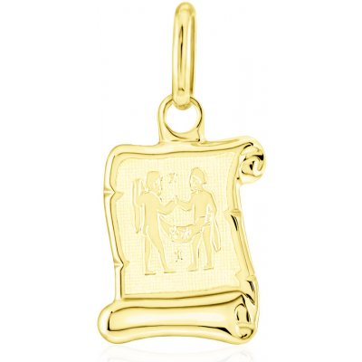 Gemmax Jewelry Zlatý přívěsek Blíženci – malý pergamen, měsíční znamení mat GUPYN 43041