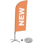 Jansen Display Kompletní sada reklamní vlajky ve tvaru křídla, Novinka, oranžová, anglicky Křížová Základna, 1273 x 3030 mm – Zboží Živě