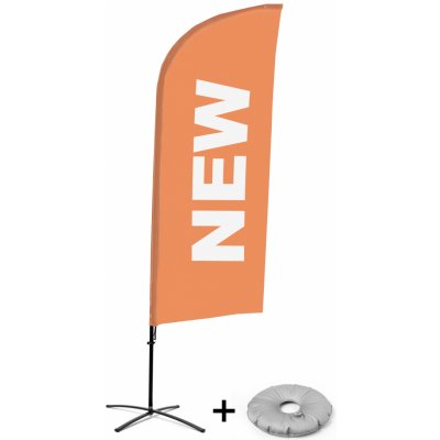 Jansen Display Kompletní sada reklamní vlajky ve tvaru křídla, Novinka, oranžová, anglicky Křížová Základna, 1273 x 3030 mm – Zboží Živě