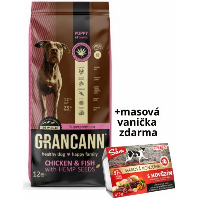 Grancann Chicken & Fish with Hemp seeds Puppy all breeds 12 kg – Zbozi.Blesk.cz