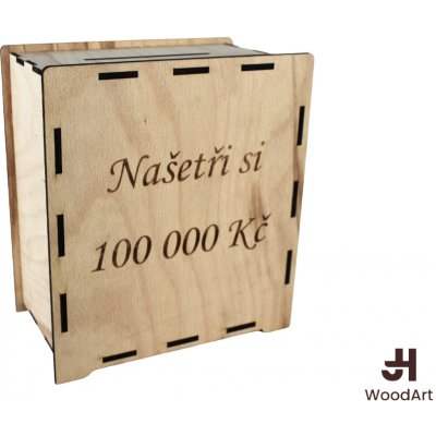 Woodenfuture Dřevěná pokladnička s vlastním motivem – Zboží Dáma