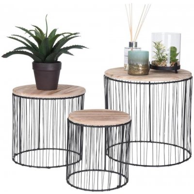 HowHomely Stojan na květiny 19/23/28 cm černá/béžová DD0552 3 ks – Zbozi.Blesk.cz