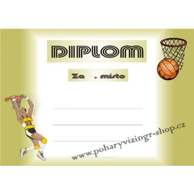 Basketbal diplom A4 č.1 – Zboží Mobilmania