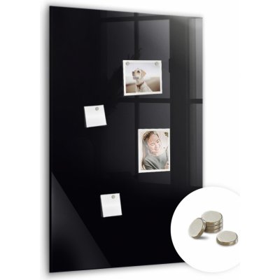 tulup Magnetická Tabule na Zeď Skleněná - Memo Board Kleněnou Přední Stranou - 5 magnetů v balení - 90 x 60 cm - Barva černá