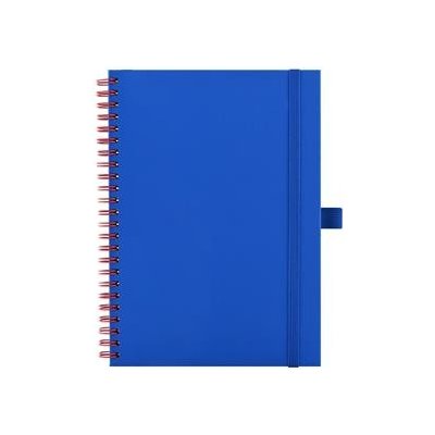 Notes koženkový SIMPLY A5 linkovaný modrá/červená spirála