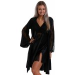 Dokonalá sexy košilka a župan ze saténu zvonové rukávy 1E8483 černá – Sleviste.cz