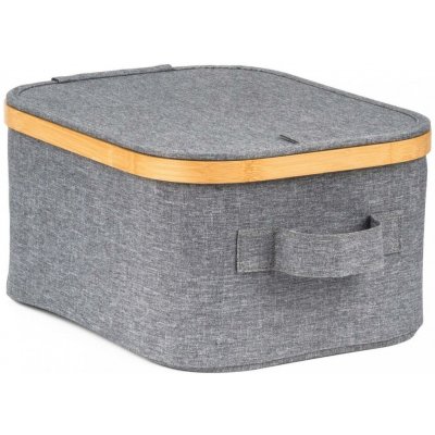 G21 Úložný box 24 x 30 x 15 cm bambusový s víkem šedý – Zboží Dáma