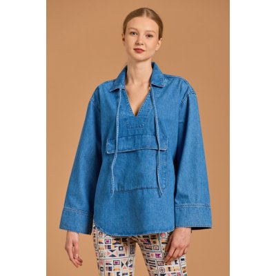 Gant D1. DENIM POPOVER SHIRT modrá