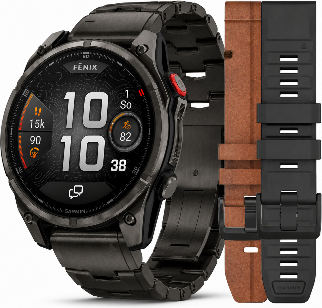 Garmin Fēnix® 8 Pro Premium Bundle, 51 mm, AMOLED Sapphire, Carbon grey DLC titanium pásek + silikonový řemínek Black/Pebble Grey 010-03199-40 SET