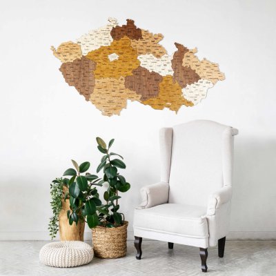Dřevěná mapa Česká republika (ČR) 236 x 136 cm (okresy) – Sleviste.cz