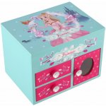 Teddies Skříňka šperkovnice Princess 3 zásuvky odklápěcí vrch se zrcátkem dřevo 16x12,5x12cm v krabici – Sleviste.cz