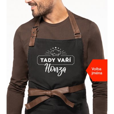 Kariban Zástěra pro muže se jménem Exclusive Tady vaří.. Černá Black – Hledejceny.cz