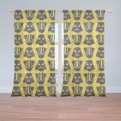 Sablio Záclony Star Wars Stormtroopeři Pattern na žluté: 2ks 150x250cm – Hledejceny.cz