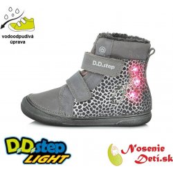 D.D.Step dívčí zimní svítící boty blikající 078-238A šedé