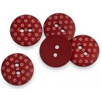 Knoflík dvoudírkový plastový 18 mm červený s bílými kytičkami – Zboží Dáma