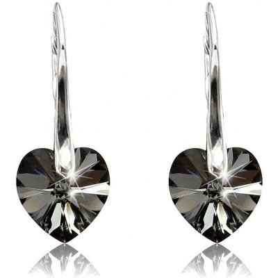 Swarovski Elements Heart krystal stříbrné visací černo šedé srdce srdíčka 39003.4 Silver Night černá šedá duhová – Zbozi.Blesk.cz