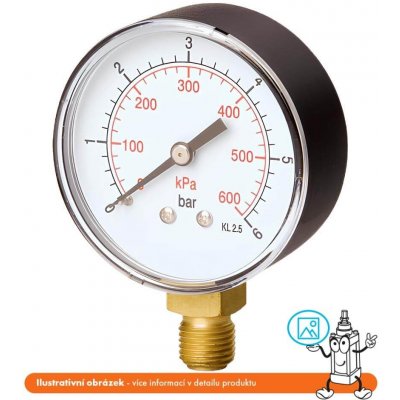 Pneumatics & Hydraulics Manometr stranový -1/3 bar - 63 mm - 1/4"