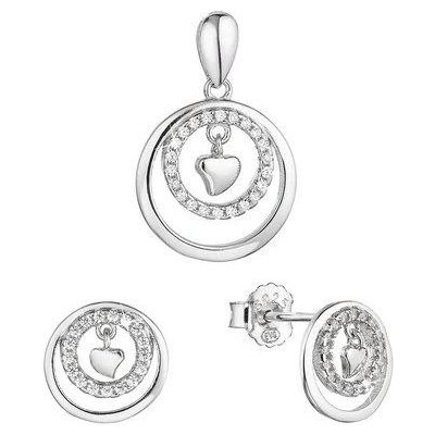 Evolution Group stříbrná sada šperků kroužky se zirkony a malé srdíčko uprostřed 19034.1 – Zbozi.Blesk.cz