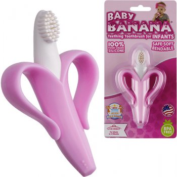 Baby Banana Brush první kartáček banán růžová