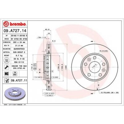 Brzdový kotouč BREMBO 09.A727.11 – Zbozi.Blesk.cz