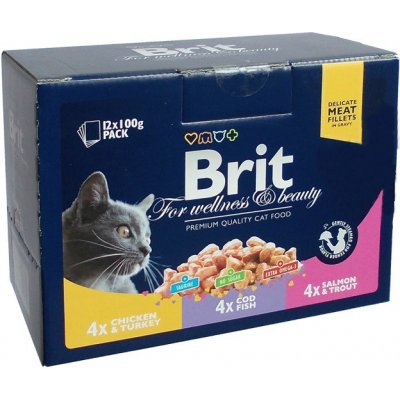 Brit cat Premium Pouches MASOVÝ & RYBÍ MIX kuře krůta treska losos pstruh 1,2 kg – Zboží Mobilmania