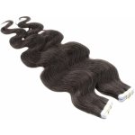 50cm Tape hair pu extension Tape in lidské vlasy remy vlnité přírodní černá – Zboží Mobilmania