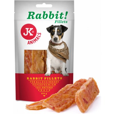 JK Animals Meat Snack Rabbit fillets, 94% sušené králičí maso 80 g