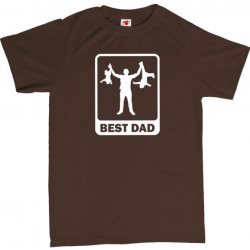 Best Dad pánské tričko s potiskem 401 hnědá čokoládová bílá