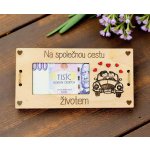 Dekorace z Řečice Dřevěná karta/přání ke svatbě na peníze auto – Sleviste.cz