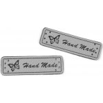 Eko kůže cedulka HAND MADE 15x50mm tm. šedá – Hledejceny.cz