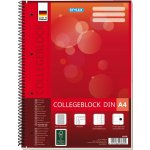 College blok A4 čtverečkovaný 60g/m2, červený 80 listů – Zboží Dáma